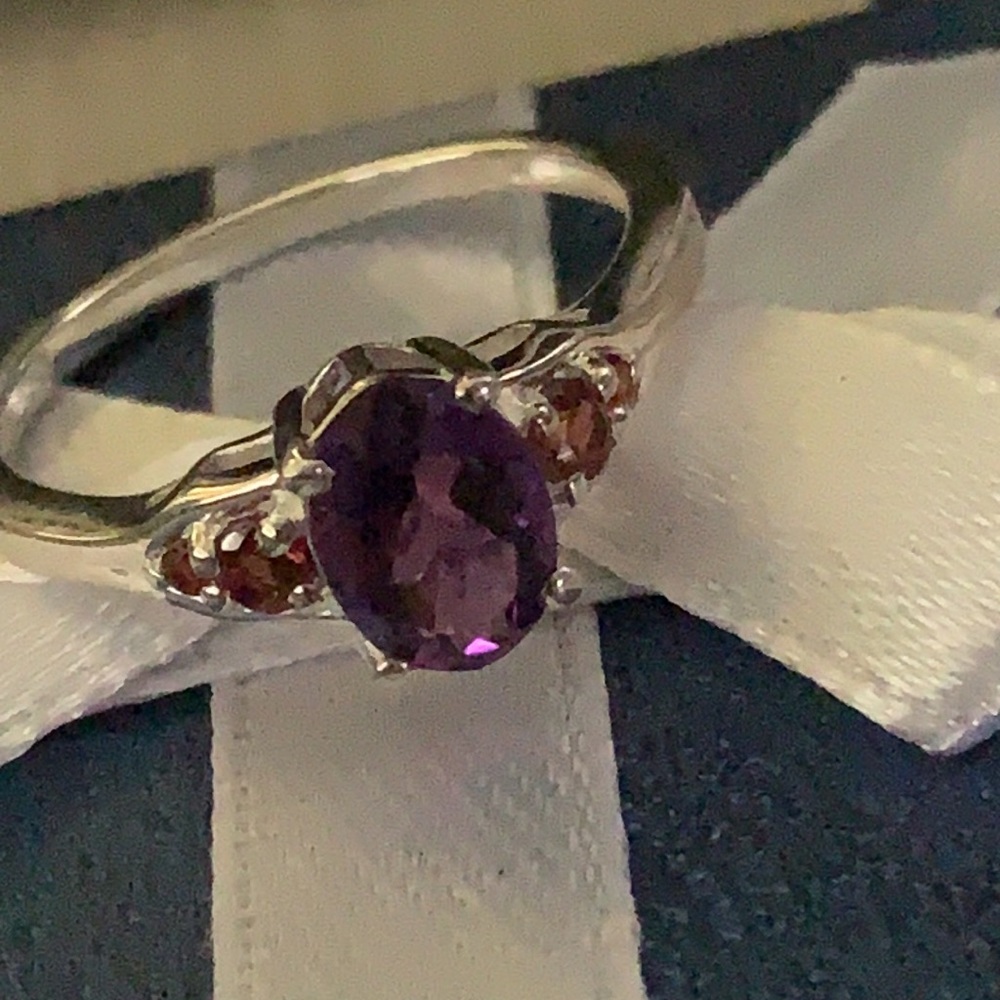 Made USA Delicate Beauty SS925 amethyst garnetRing - Picture 1 of 16